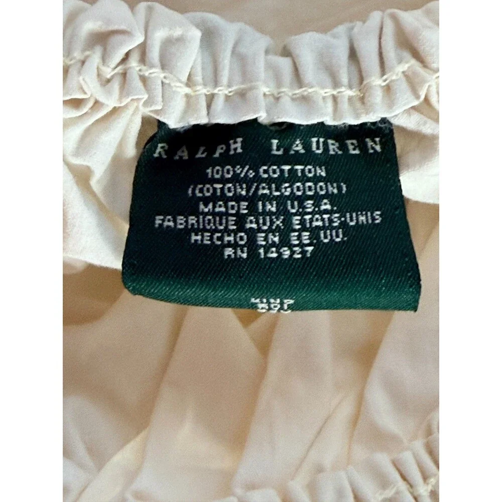 Ralph Lauren King Fitted Sheet &2 Pillowcases Ivory Cotton Luxury USA Made-READ